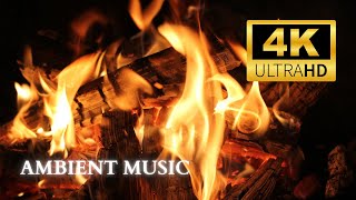 8 Hours of Soothing Ambient Music - 4K Relaxing Fireplace for Stress Relief