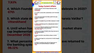 6 January  Current Affairs 2025 |Today current affairs #ssccgl  #currentaffairs #gk  #sscchsl #upsc