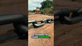 Efficient Land Clearing: Bulldozers and Chains in Action! 🌳✨ #shorts #IncredibleStories #shortsfeed