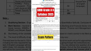 SIDBI Syllabus 2025 #sidbi #sidbigradea #syllabus #exampattern
