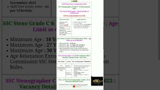 Ssc Stenographer 2023 vacancy/ SSC steno New vacancy