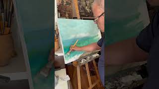 Blue Wave 🌊 #painting #oilpainting #paintwithme #artist #ocean #oceanart #seascape #shorts #realism