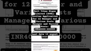 RVNL GOVT JOBS OUT 2025 #governmentjobs #exampreparation #jkssbnotification #jobalert#RVNL#VIRALJOBS