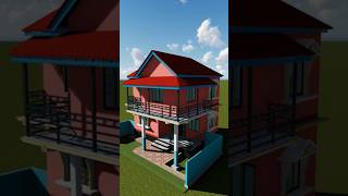 pink colour tin roof house look #housedesign #smallhomedesign