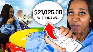 Withdrawing $21,000 For My 21st Birthday & Going To Chuck E Cheese!