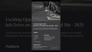 Latinem Job Drive – Jan 4-5, 2025 #jobdrive  #hiringnow  #careeropportunity #bangalorejobseekers