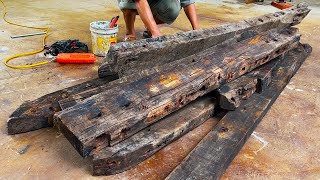 Building A Difficult, rustic Table From Rotten Old Wood // Woodworking Restore Old Wood