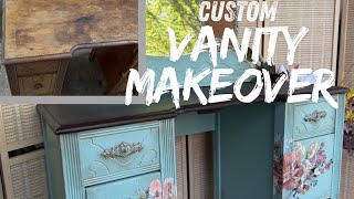 From Burn Marks to Beauty! Full Vintage Vanity Flip | DIY Furniture Transformation