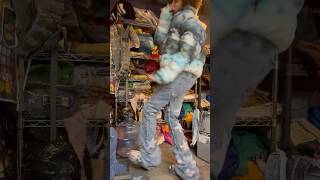 DIY stacked jeans out of thrifted jeans #fashion #thriftflip #streetwear #diyjeans