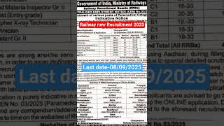 Railway Recruitment 2025#railway#railwayrecruitment#railwayjobs#notification#govtjob#shorts#ytshorts