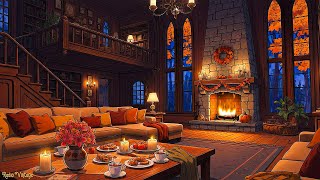 it's autumn 1950s cozy room and you're reading with distant oldies music playing in another room🌧️