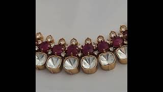 Buy Mossainite & Stone Necklace #fashionjewelry #bridaljewelry #ethnicjewelry