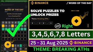 Theme Breaking ATHs WOTD | Binance Crypto WODL Answers Today | All Letters WOTD