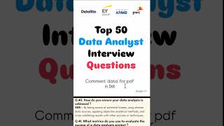 50 Data analyst Interview Questions asked in Big4 #dataanlysis #dataanalysts #sql
