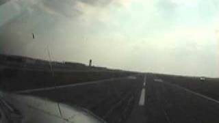 DC-3 landing from the cockpit at Rochester, NY