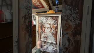 Decoupage over glass with #mintbymichelle #decoupage #decoupageglass #paintedfurniture #furniture