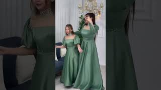 Elegant Mother-Daughter Matching Dress | Royal Green Gown Outfit Idea