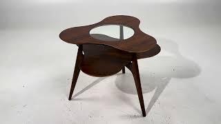 Erno Fabry Mid Century Mahogany Walnut and Glass Side Table