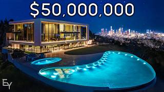 ロサンゼルスの5000万ドルの超近代的なメガマンションの内部