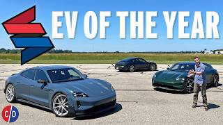 The Porsche Taycan is Car and Driver's 2025 EV of the Year