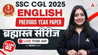 SSC CGL 2025 | SSC CGL English Previous Year Paper | SSC CGL English Class 2025 | By Nidhi Ma'am