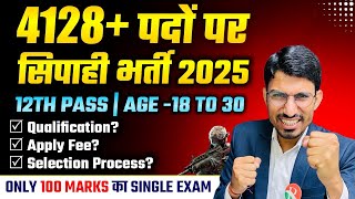 4128 पदों पर सिपाही भर्ती 2025 | 12th pass New Bharti 2025 | Police bharti 2025 | New vacancy 2025