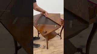 Victorian Antique Oak & Leather Handkerchief Flip Game Table #furniturerestoration#antiquefurniture