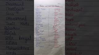 各州とその民族舞踊 | インドの有名な舞踊 #indianfolkdance #handwritingskills #ytshort