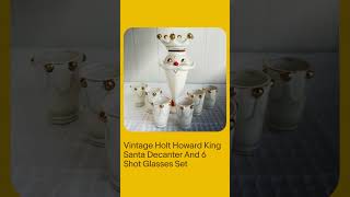 Vintage Holt Howard King Santa Decanter And 6 Shot Glasses Set