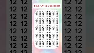 Only 1% Can Spot the Hidden "21" in 3 seconds! 🔍 | Brain Puzzle Challenge #shorts #puzzlegame
