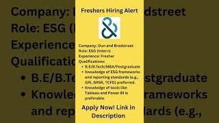 Dun and Bradstreet is hiring #fresherjobs #techjobs #jobs2025 #itjobs  #internship #freshers