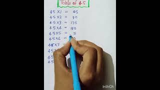 table of 45 #table #shorts #youtubeshorts
