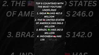 Top 5 countries with the most YouTube users |#india #USA #brazil #indonesia #mexico