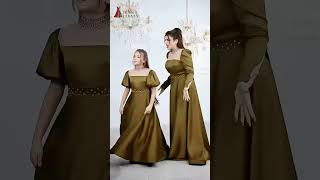 Matching Mother-Daughter Gown Look 👗 | Elegant Olive Green Dress | Husn-e-Libaas