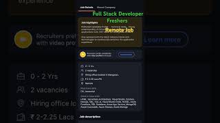 Full Stack Developer for Fresher Remote Job #fullstack #datajobs #developer #workfromhome #remote
