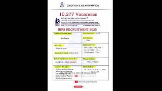 IBPS Recruitment 2025 | New Vacancy 2025 |Education & Jobs Information #shorts