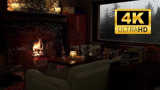 Cozy Cabin Tucked Away in The Forest - Ambience Music, Rain and Crackling Fireplace sounds