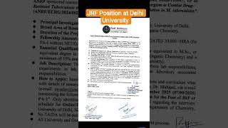 JRF Position at Delhi University #jrf #jrfchemisty #delhiuniversity #job @Innovatepharma1