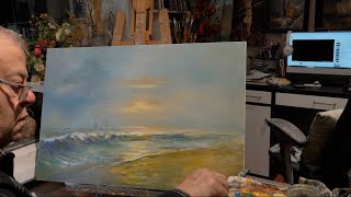 OIL PAINTING SEASCAPE TUTORIAL | Resting Sun