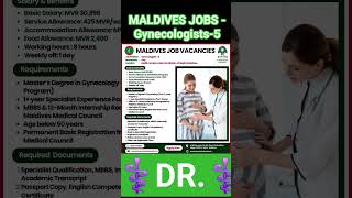 05 Maldives Gynecologist Doctor Vacancy 2025 | Govt Hospital Jobs Abroad | maldives travel agency