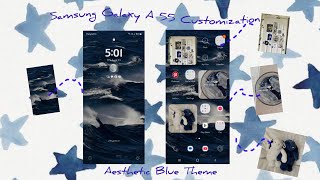 Customise Samsung Galaxy A 55 / Aesthetic Blue Theme🎐 #aestheticedit​ #homescreensetup​ #bluetheme​