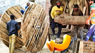 Hard Workers | Amazing Wood Transformation into Giant Electric Cables Reel 