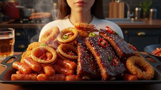 Massive Korean Street Food ASMR Feast 🔥🍤 | 한국 길거리 음식 먹방