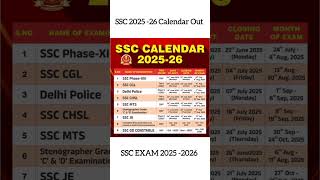 SSC Exam Calendar 2025 - 26 Out || SSC CGL || CHSL || MTS