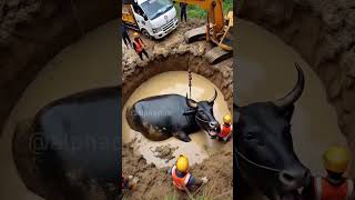Farmers Rescue Block Cow from Deep Well #CowRescue #FarmersHelp #ai #shorts
