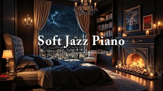 Smooth Jazz Music in a City View Bedroom - Soft Jazz Piano & Fireplace Sounds for a Relaxing Evening