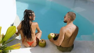Sexy couples are having a good time and receiving a massage at the pool 4K #poolparty