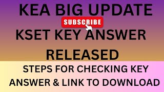 KSET OFFICIAL ANSWER KEY RELEASED 🎉