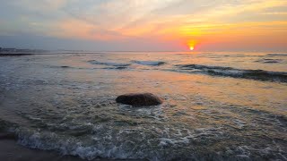 Maine Sunrise Beach Walk (4K), Binaural Waves & Ocean Sounds