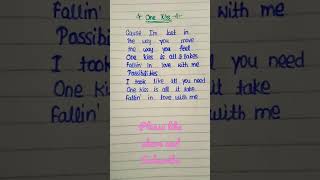 One Kiss song Lyric 😘|Dua Lipa | Handwritten Lyric|#shorts#onekiss